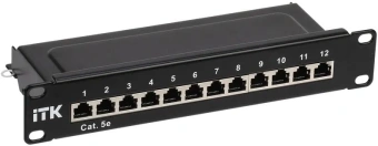 Патч-панель ITK PP12-1UC5ES-D05-10 10" 1U 12xRJ45 кат.5E STP - купить недорого с доставкой в интернет-магазине