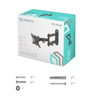 Кронштейн для телевизора Onkron R4 черный 10"-32" макс.25кг настенный поворот и наклон - купить недорого с доставкой в интернет-магазине
