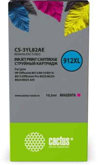Картридж струйный Cactus CS-3YL82AE 912XL пурпурный (10.5мл) для HP OfficeJet 8012/8014/8015/8017;OfficeJet Pro 8022/8023/8024/8025 AIO с чипом - купить недорого с доставкой в интернет-магазине