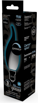 Лампа светодиодная Gauss Filament 104201209-D 9Вт цок.:E14 свеча 220B 4100K св.свеч.бел.нейт. (упак.:10шт) - купить недорого с доставкой в интернет-магазине