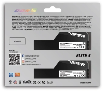 Память DDR5 2x16GB 6000MHz Patriot VEU532G6028K Viper Elite 5 Ultra RTL Gaming PC5-48000 CL28 DIMM 288-pin 1.4В kit single rank с радиатором Ret - купить недорого с доставкой в интернет-магазине