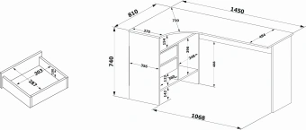 Стол для компьютера Сокол СПм-25Л столешница ЛДСП дуб юкон 145x74x81см (00-00016791) - купить недорого с доставкой в интернет-магазине