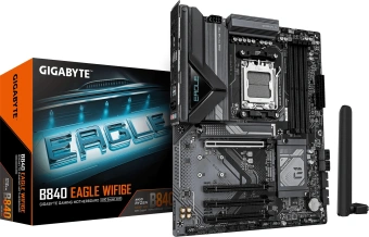 Материнская плата Gigabyte B840 EAGLE WIFI6E Socket AM5 AMD B840 4xDDR5 ATX AC`97 8ch(7.1) 2.5Gg RAID+HDMI+DP - купить недорого с доставкой в интернет-магазине
