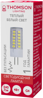 Лампа светодиодная Thomson TH-B4226 4Вт цок.:G4 капсул. 12B св.свеч.бел.теп. (упак.:1шт) - купить недорого с доставкой в интернет-магазине