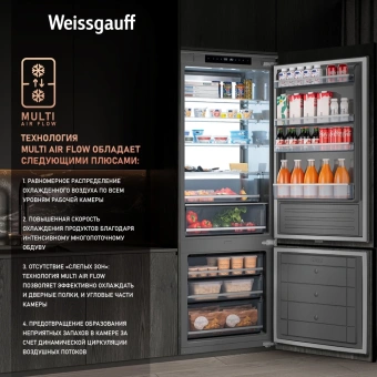 Холодильник Weissgauff WRKI 1970 Total NoFrost Inverter Premium EcoFresh 2-хкамерн. (433160) - купить недорого с доставкой в интернет-магазине