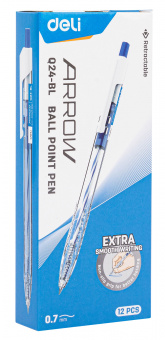 Ручка шариков. автоматическая Deli Arrow EQ24-BL прозрачный/белый d=0.7мм син. черн. - купить недорого с доставкой в интернет-магазине