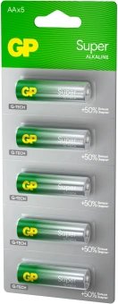 Батарея GP Super Alkaline 15AA21-2CRSC5 AA 2500mAh (5шт) блистер - купить недорого с доставкой в интернет-магазине