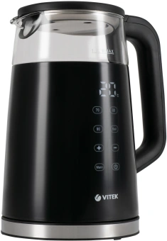 Чайник электрический Vitek VT-8827 1.7л. 2200Вт черный корпус: стекло/металл - купить недорого с доставкой в интернет-магазине