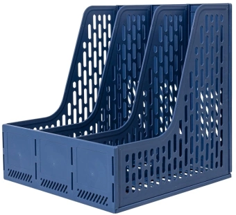 Лоток вертикальный Deli E9843 BLUE 3отд. сборный для бумаг 250x257x275мм синий пластик - купить недорого с доставкой в интернет-магазине