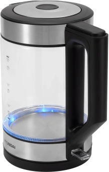 Чайник электрический Hyundai HYK-G3509 1.7л. 2200Вт черный/прозрачный корпус: стекло/пластик - купить недорого с доставкой в интернет-магазине