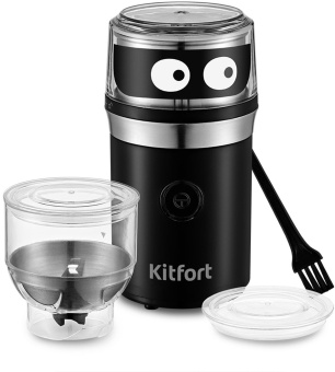 Кофемолка Kitfort КТ-799 210Вт сист.помол.:четырёхлезвийный нож вместим.:40гр черный/серебристый - купить недорого с доставкой в интернет-магазине
