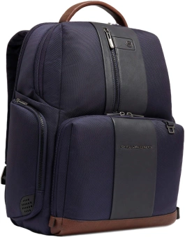 Рюкзак мужской Piquadro Brief2 CA4439BR2BM/BLUCU темно-синий/коричневый нейлон/натур.кожа - купить недорого с доставкой в интернет-магазине