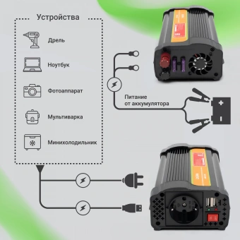 Автоинвертор Digma AI600-12W 600Вт - купить недорого с доставкой в интернет-магазине