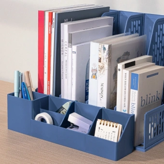 Лоток вертикальный Deli E9849 BLUE 4отд. сборный для бумаг 325x320x275мм синий пластик пластиковый пакет - купить недорого с доставкой в интернет-магазине