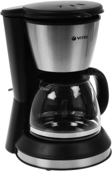 Кофеварка капельная Vitek VT-1506 550Вт черный/серебристый - купить недорого с доставкой в интернет-магазине