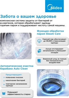 Стиральная машина Midea MFC3712BSW40/W класс: A загр.фронтальная макс.:7кг белый инвертор - купить недорого с доставкой в интернет-магазине