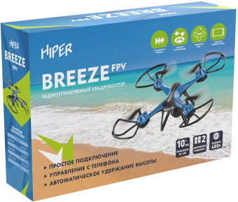 Квадрокоптер Hiper Breeze FPV 480р WiFi ПДУ черный - купить недорого с доставкой в интернет-магазине