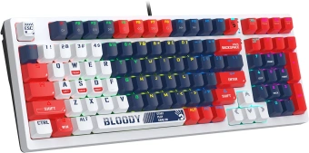 Клавиатура A4Tech S98 Sports механическая синий/белый USB for gamer LED (S98 SPORTS NAVY BLMS RED PLUS) кабель 1.8м - купить недорого с доставкой в интернет-магазине