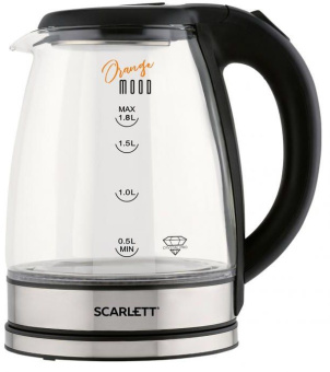 Чайник электрический Scarlett SC-EK27G36 1.8л. 1800Вт черный/серебристый корпус: стекло/пластик - купить недорого с доставкой в интернет-магазине