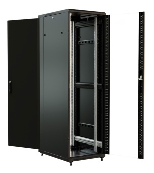 Шкаф серверный WRline (WR-TT-4268-AS-RAL9004) напольный 42U 600x800мм пер.дв.стекл задн.дв.стал.лист 2 бок.пан. 800кг черный 710мм 2055мм IP20 сталь - купить недорого с доставкой в интернет-магазине