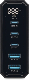 Настольное зар./устр. Digma Pro DPW10A 140W 5A (PD+QC) 3хUSB-C/2xUSB-A универсальное черный (DPW1A4G024BK) - купить недорого с доставкой в интернет-магазине