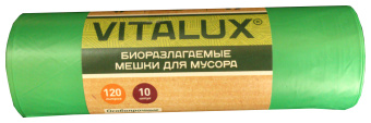 Пакеты мусорные VitAluX Био 120л 15мкм зеленый в рулоне (упак.:10шт) (2128) - купить недорого с доставкой в интернет-магазине