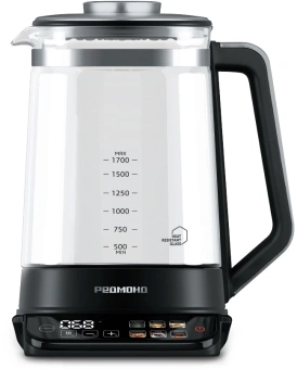 Чайник электрический Redmond KG220 1.7л. 2200Вт черный корпус: стекло/металл/пластик - купить недорого с доставкой в интернет-магазине