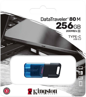 Флеш Диск Kingston 256Gb DataTraveler 80 M Type-C DT80M/256GB USB3.2 черный - купить недорого с доставкой в интернет-магазине