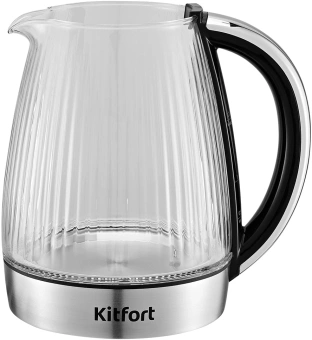 Чайник электрический Kitfort КТ-6711 1.7л. 2200Вт серебристый/черный корпус: пластик/стекло - купить недорого с доставкой в интернет-магазине