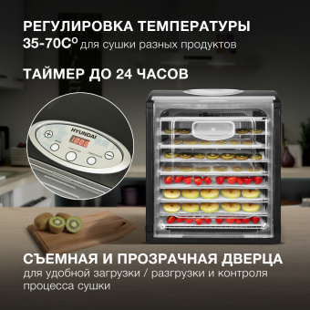 Сушка для фруктов и овощей Hyundai HYFD-1802 27под. 700Вт черный - купить недорого с доставкой в интернет-магазине