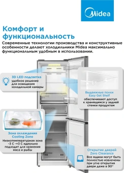 Холодильник Midea MDRB471MGF46O 2-хкамерн. нержавеющая сталь - купить недорого с доставкой в интернет-магазине