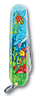 Нож перочинный Victorinox My First Victorinox Dolphin Edition (0.2373.E1) 84мм 9функц. голубой/рисунок карт.коробка - купить недорого с доставкой в интернет-магазине