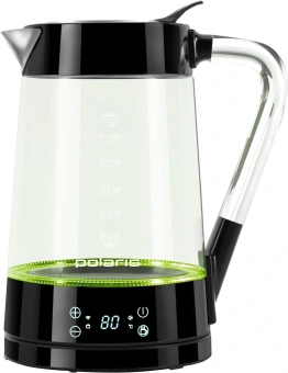Чайник электрический Polaris PWK 1715CGLD 1.7л. 2200Вт черный корпус: стекло/пластик - купить недорого с доставкой в интернет-магазине