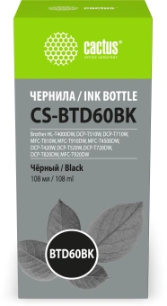 Чернила Cactus CS-BTD60BK черный 108мл для Brother HL-T4000DW, DCP-T510W, DCP-T710W, MFC-T810W, MFC-T910DW, MFC-T4500DW, DCP-T420W, DCP-T520W, DCP-T720DW, DCP-T820DW, MFC-T920DW - купить недорого с доставкой в интернет-магазине