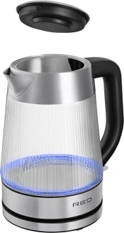 Чайник электрический Red Solution G121 1.8л. 2200Вт черный/серебристый корпус: стекло/металл/пластик - купить недорого с доставкой в интернет-магазине