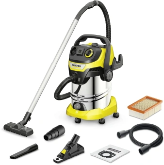 Строительный пылесос Karcher WD 6 P S V-30/6/22/T + DDC (YSY) 1300Вт (уборка: сухая/сбор воды) желтый - купить недорого с доставкой в интернет-магазине