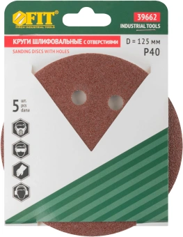 Круг шлиф. по дер./мет./пласт. FIT 39662 d=125мм (шлифовальные машины) (упак.:5шт) - купить недорого с доставкой в интернет-магазине