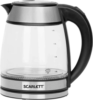 Чайник электрический Scarlett SC-EK27G54 1.7л. 1800Вт серебристый/черный корпус: стекло/металл/пластик - купить недорого с доставкой в интернет-магазине