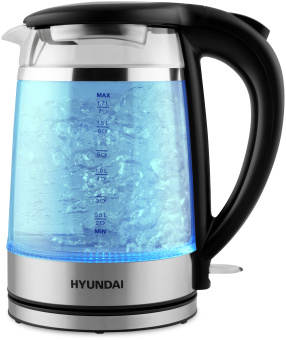 Чайник электрический Hyundai HYK-G3036 1.7л. 2200Вт черный/прозрачный корпус: стекло/пластик - купить недорого с доставкой в интернет-магазине