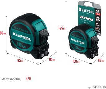 Рулетка геодезическая Kraftool 34127-10 дл.полотна 10м изм.шкала в см зацеп двусторонний магнитный зеленый - купить недорого с доставкой в интернет-магазине