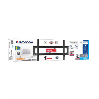 Кронштейн для телевизора Kromax STAR PRO-111 черный 55"-100" макс.103кг настенный фиксированный - купить недорого с доставкой в интернет-магазине