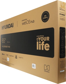 Телевизор LED Hyundai 65" H-LED65BU7100 WebOS Frameless Metal серый/серый 4K Ultra HD 60Hz MEMC DVB-T DVB-T2 DVB-C DVB-S DVB-S2 USB WiFi Smart TV - купить недорого с доставкой в интернет-магазине