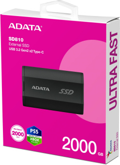 Накопитель SSD A-Data USB-C 2TB SD810-2000G-CBK SD810 черный - купить недорого с доставкой в интернет-магазине