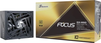 Блок питания Seasonic ATX 850W Focus GX-850 80+ gold (20+4pin) APFC 135mm fan 10xSATA Cab Manag RTL - купить недорого с доставкой в интернет-магазине