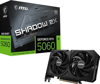 Видеокарта MSI PCI-E 5.0 RTX 5060 8G SHADOW 2X OC MAX NVIDIA GeForce RTX 5060 8Gb 128bit GDDR7 2527/28000 HDMIx1 DPx3 HDCP Ret - купить недорого с доставкой в интернет-магазине