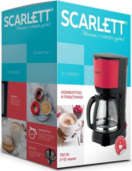 Кофеварка капельная Scarlett SC-CM33013 750Вт красный/черный - купить недорого с доставкой в интернет-магазине