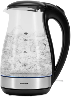 Чайник электрический Starwind SKP3039 1.7л. 2200Вт черный корпус: стекло/пластик - купить недорого с доставкой в интернет-магазине