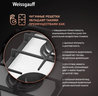Газовая варочная поверхность Weissgauff HGG 320 WGV белый - купить недорого с доставкой в интернет-магазине