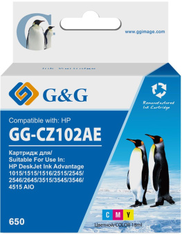 Картридж струйный G&G GG-CZ102AE 650 многоцветный (18мл) для HP DeskJet 1010/10151515/1516 - купить недорого с доставкой в интернет-магазине