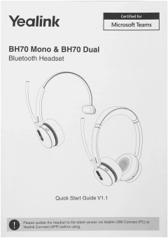 Наушники с микрофоном Yealink BH70 Dual UC USB-A черный накладные BT оголовье - купить недорого с доставкой в интернет-магазине